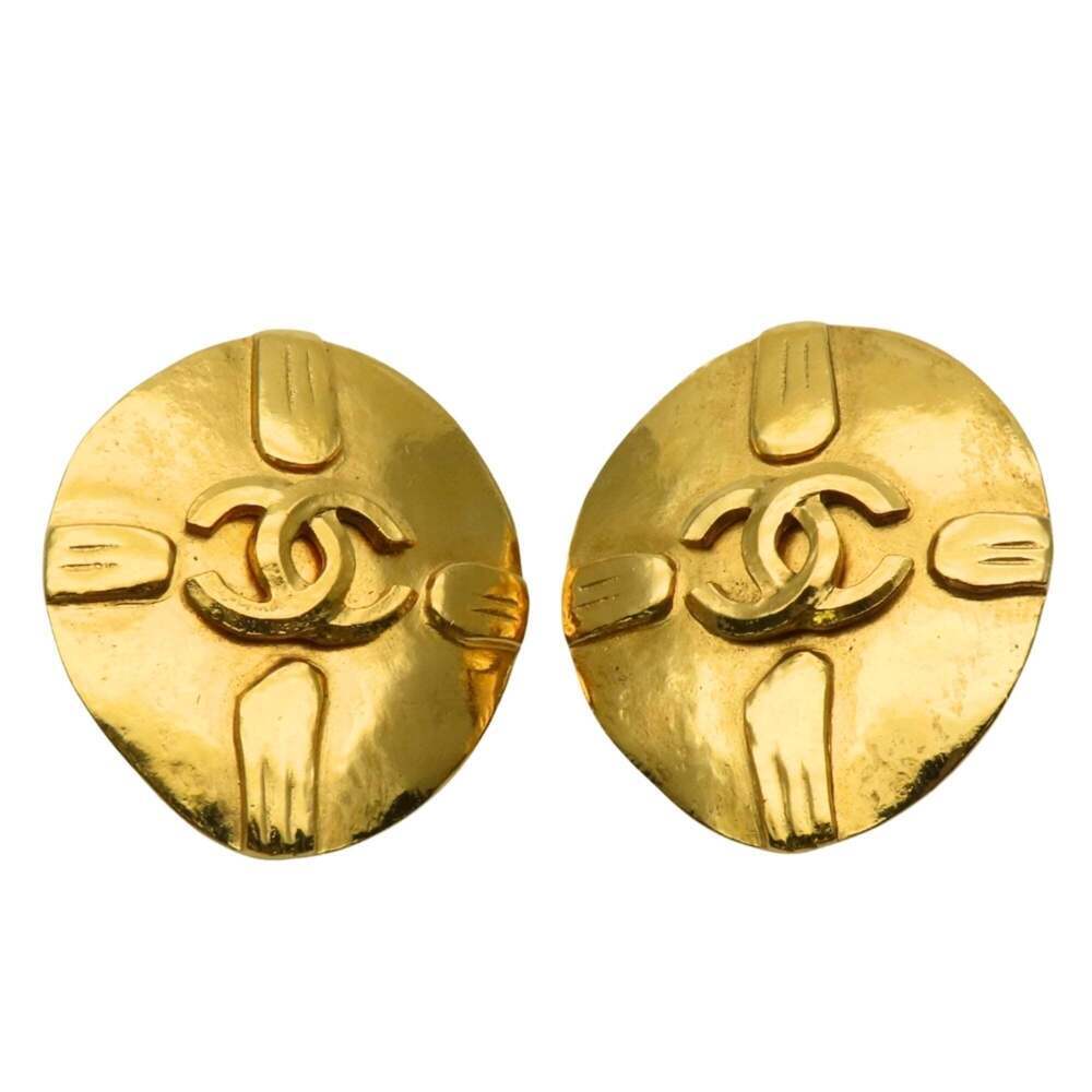 CHANEL Gold Logo Earrings